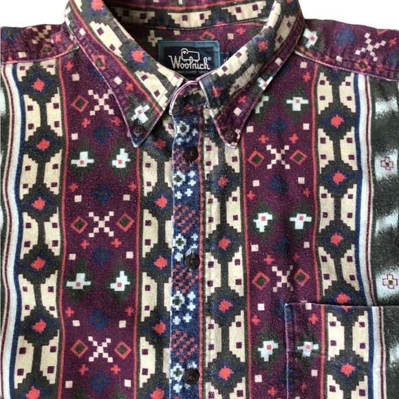 Woolrich Brushed Flannel Tribal Aztec Print Button Down Mens Shirt Sz. XL - Picture 2 of 5